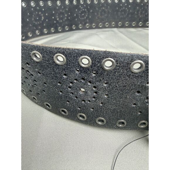 NEW Free People Buffalo Leather Black Perforated Belt M/L main image 4
